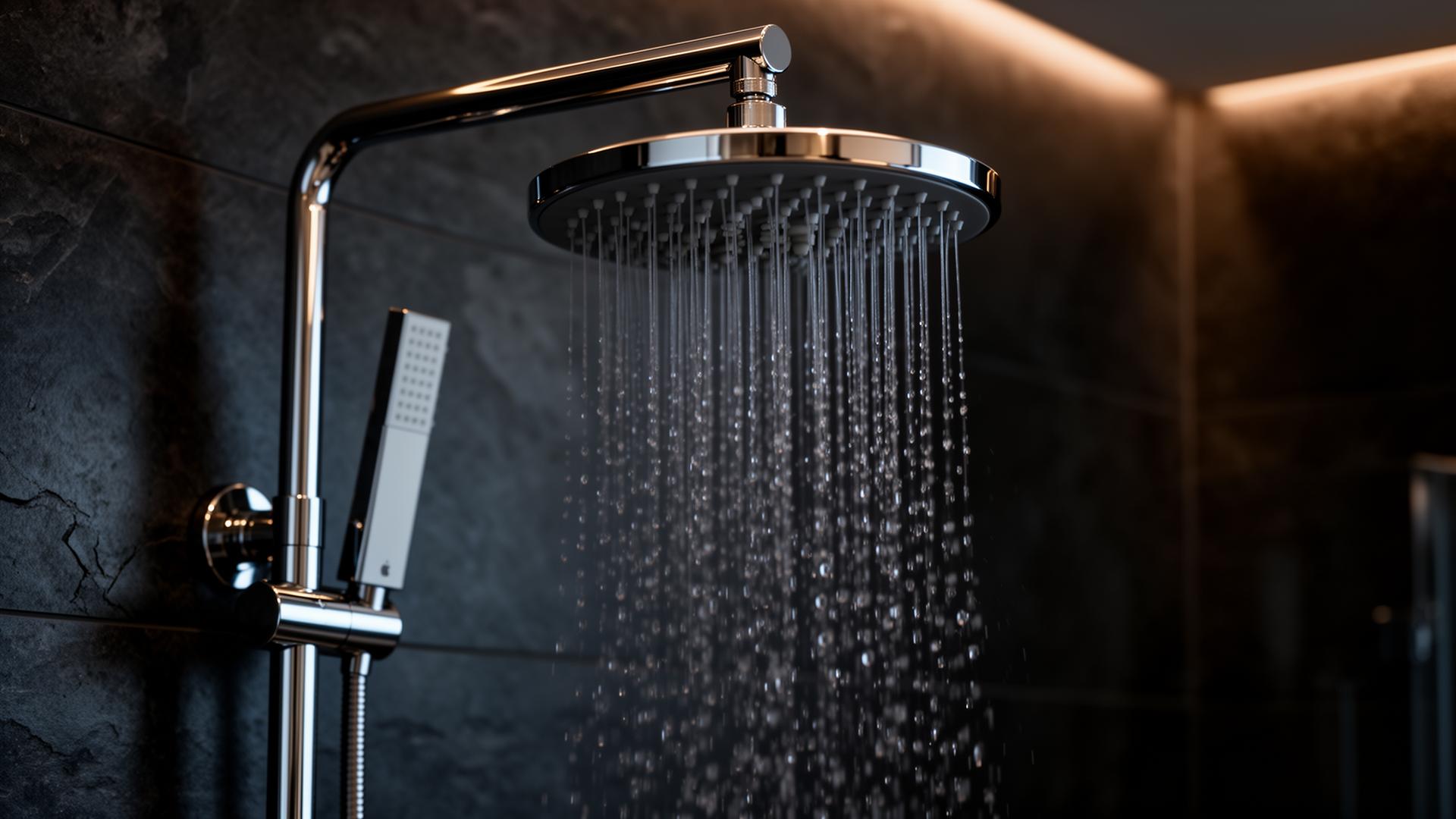 A premium rainfall shower with VERO-filtered water